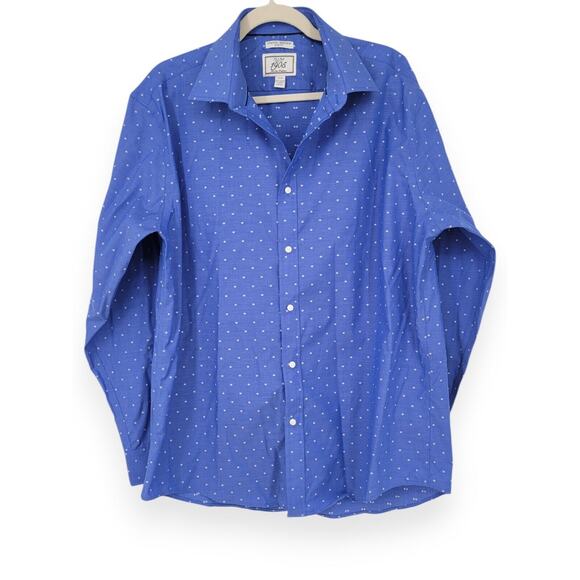 NWOT JOS A. BANK 1905 Blue Non-Iron Dress Shirt Slim‎ Fit Stretch Men’s 17 35 - Picture 1 of 3